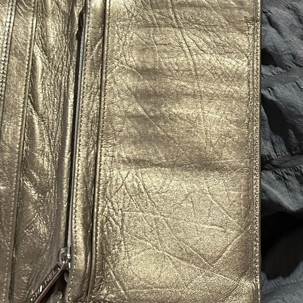 Chanel vintage cambon goldish bronze Quilted Metallic Wallet